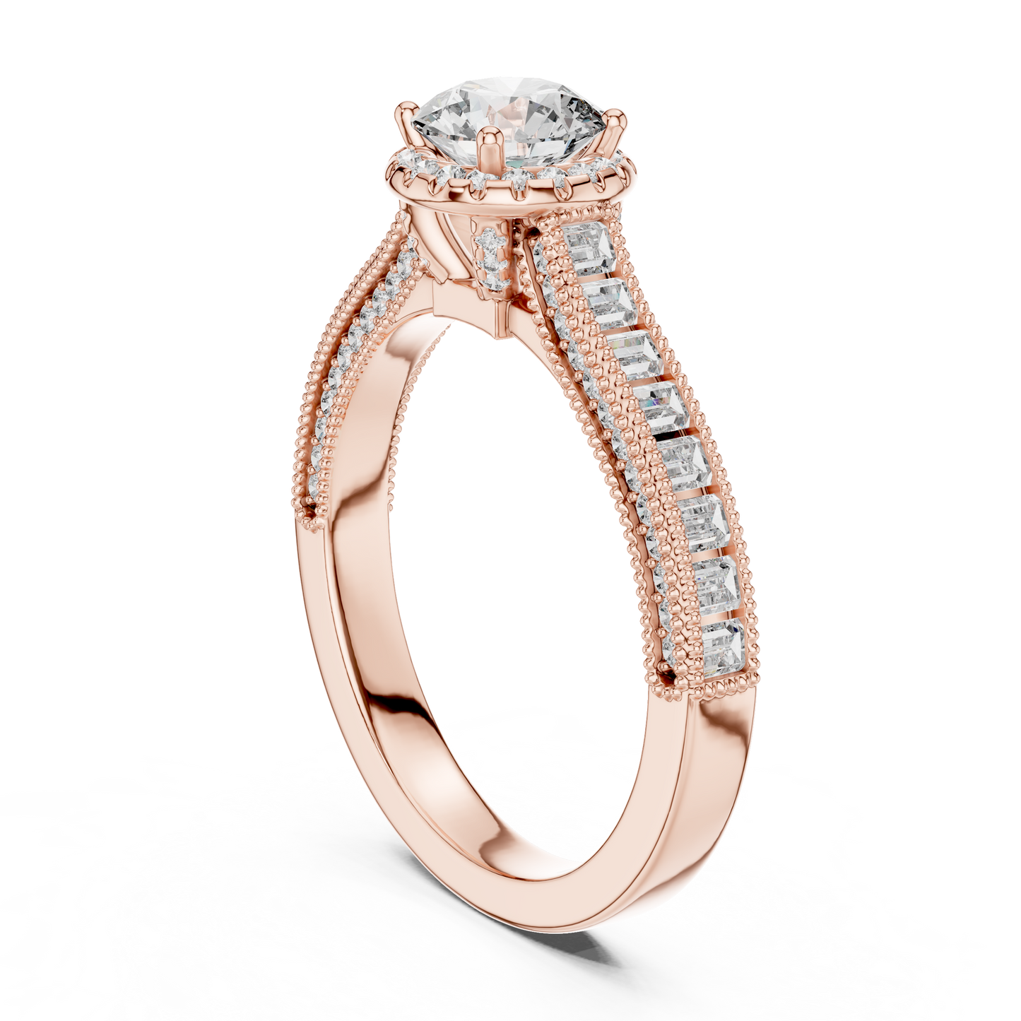 Round 1.42 ct CT Certified Lab-Grown Diamond Channel Engagement Ring