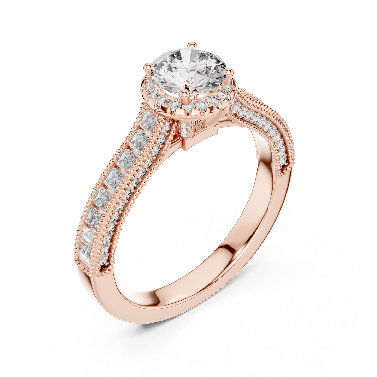 Round 1.42 ct CT Certified Lab-Grown Diamond Channel Engagement Ring