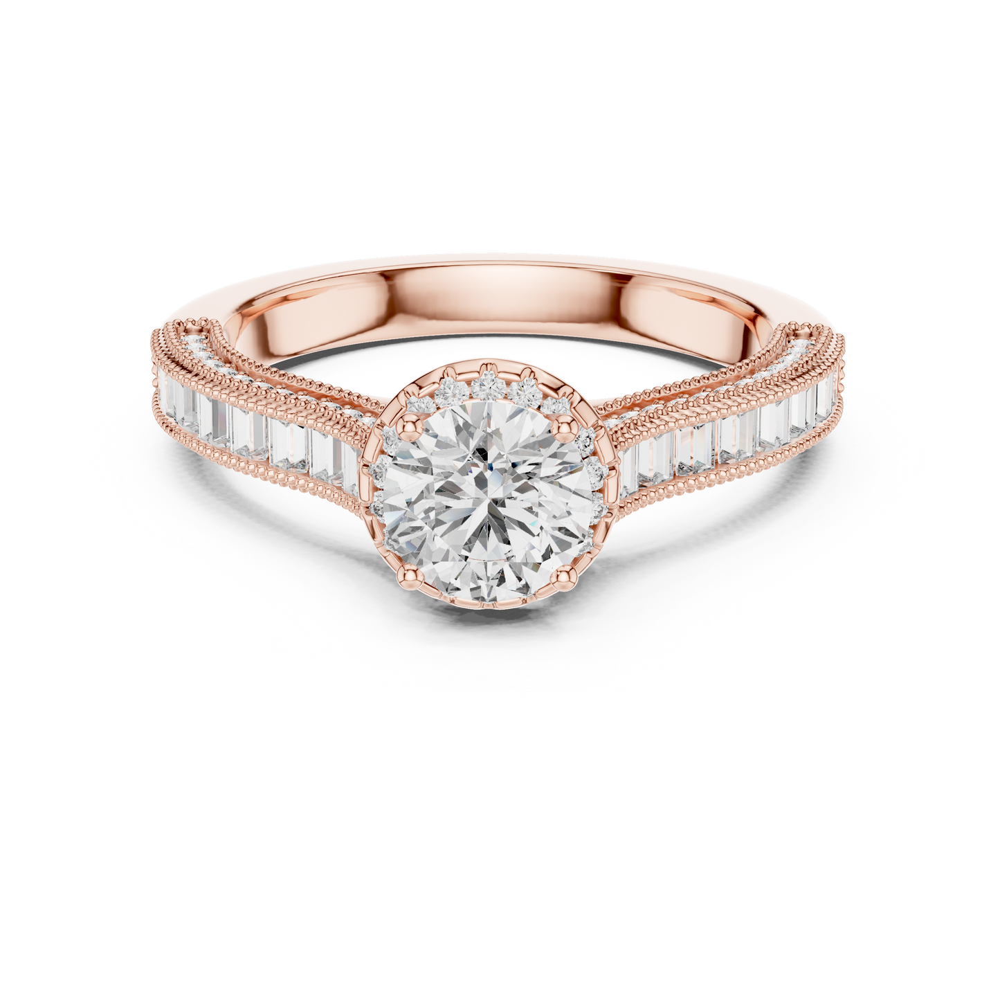 Round 1.42 ct CT Certified Lab-Grown Diamond Channel Engagement Ring