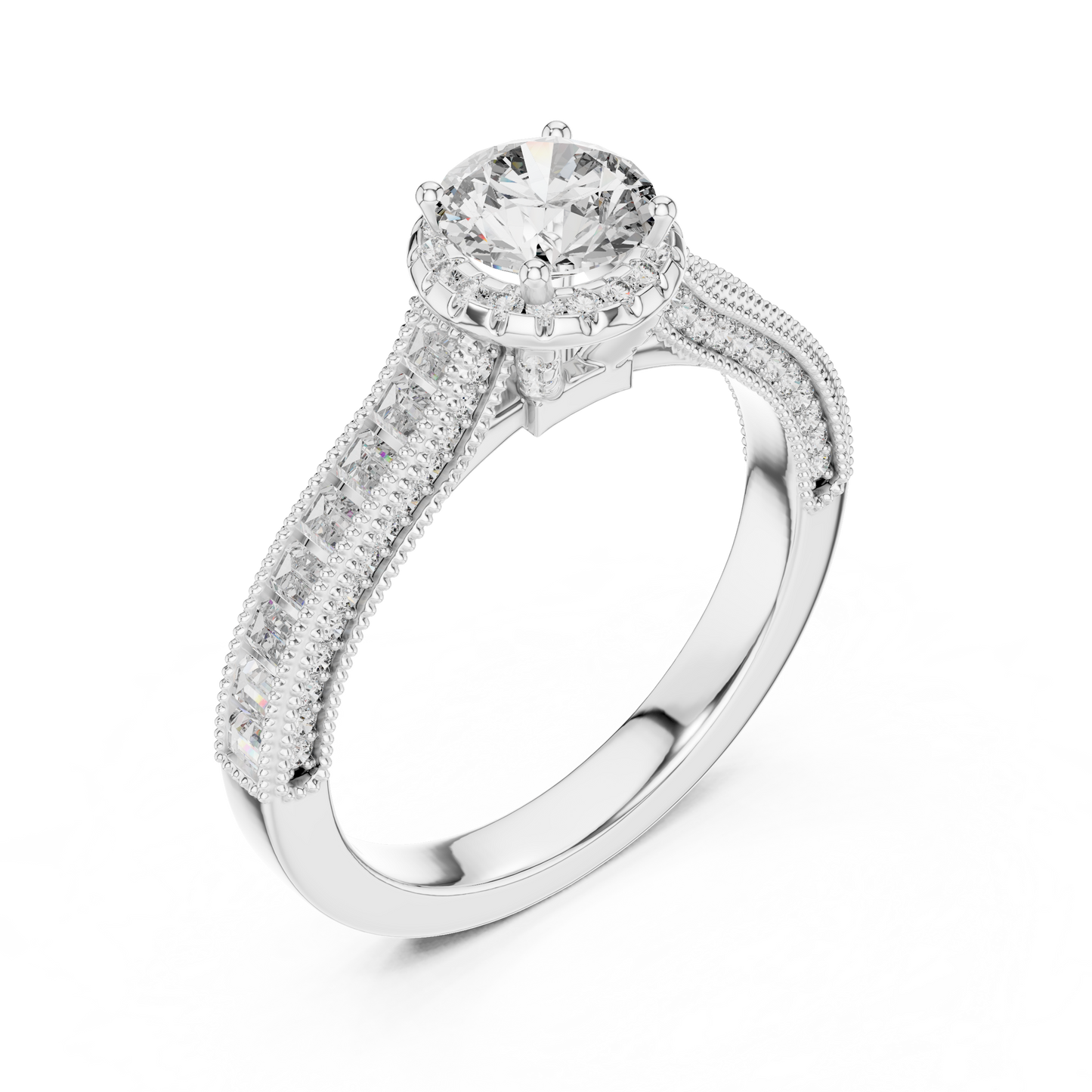 Round 1.42 ct CT Certified Lab-Grown Diamond Channel Engagement Ring