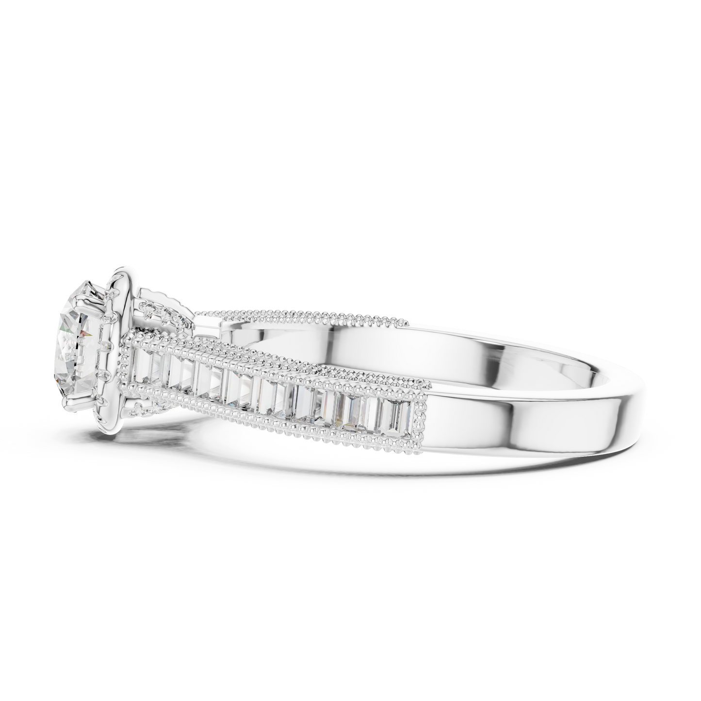Round 1.42 ct CT Certified Lab-Grown Diamond Channel Engagement Ring
