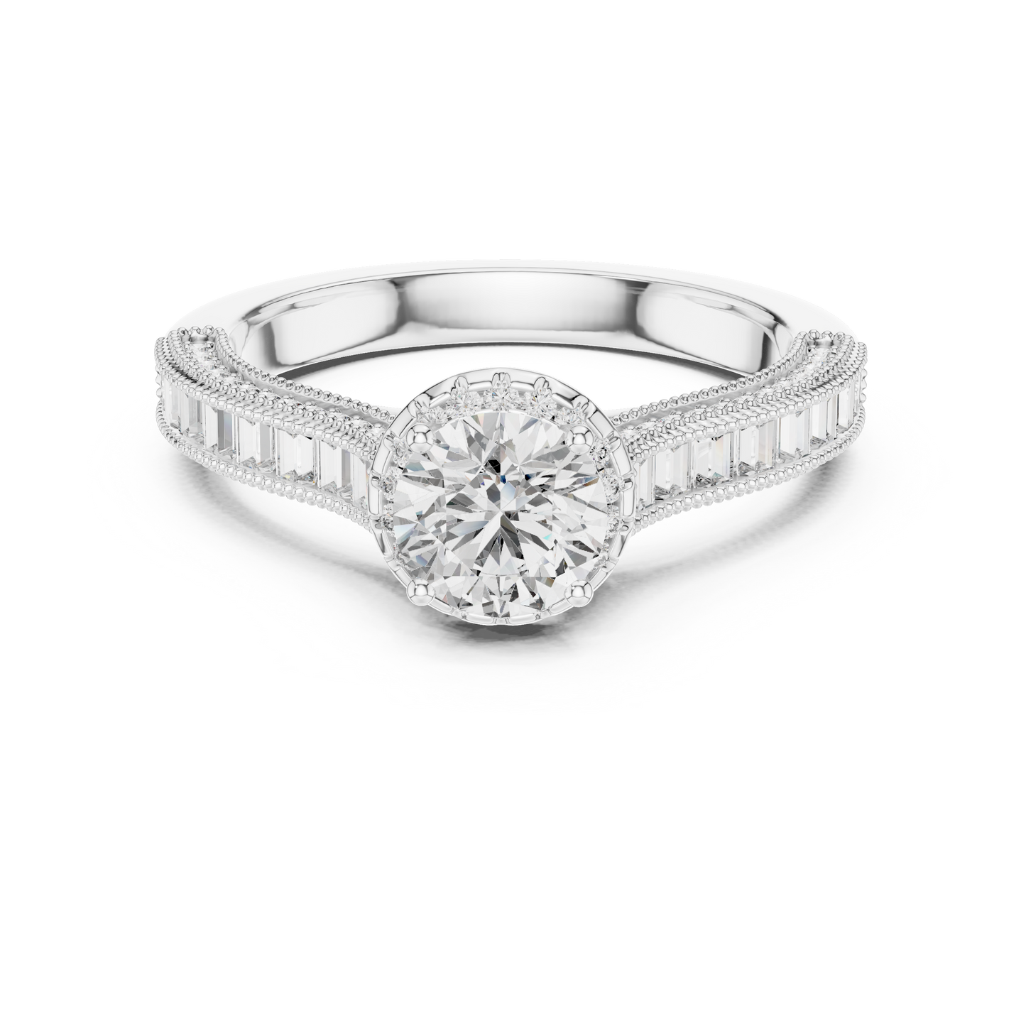 Round 1.42 ct CT Certified Lab-Grown Diamond Channel Engagement Ring
