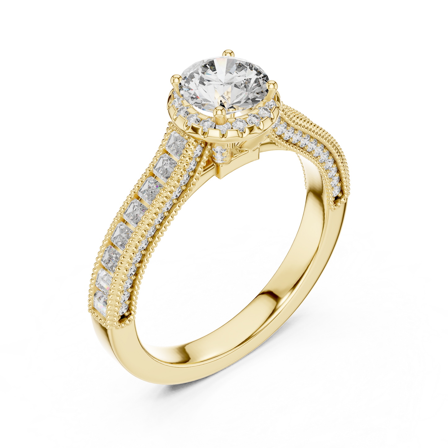 Round 1.42 ct CT Certified Lab-Grown Diamond Channel Engagement Ring