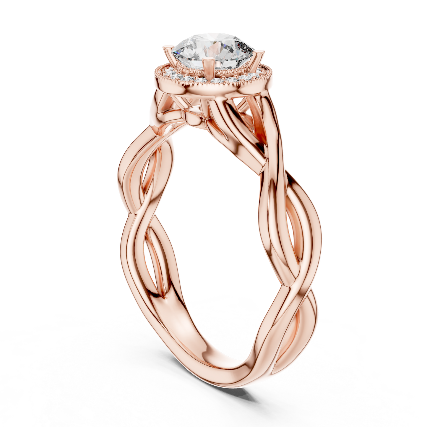 Round Halo Engagement Ring with Infinity Band