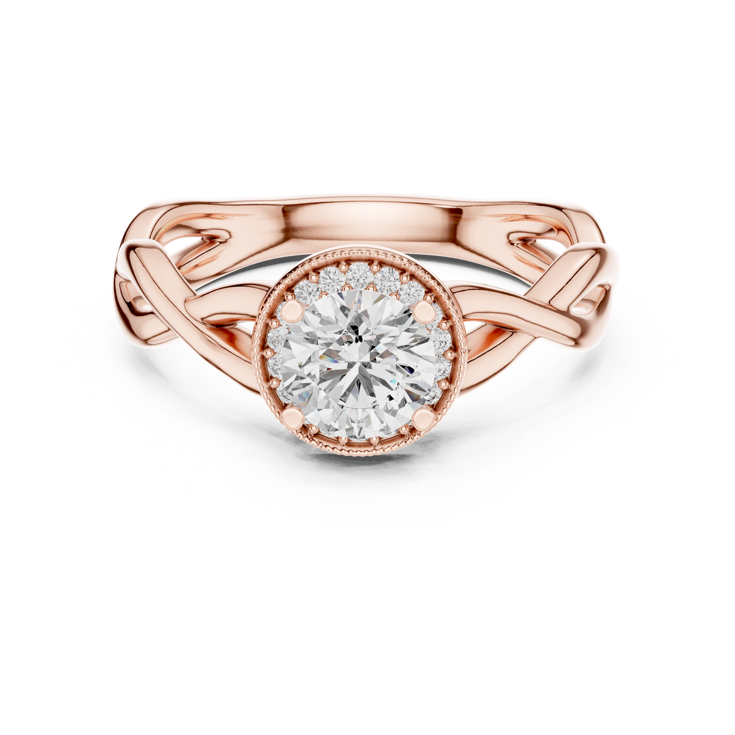 Round Halo Engagement Ring with Infinity Band