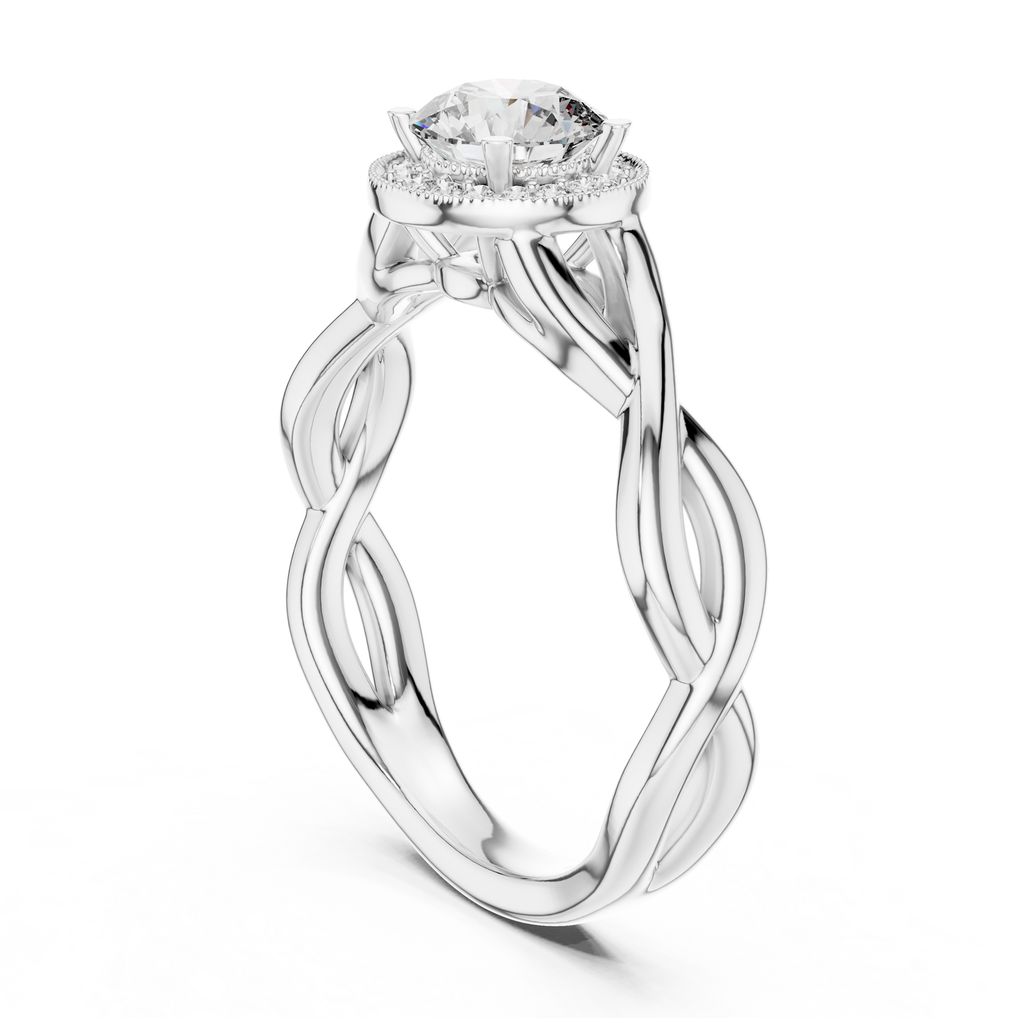 Round Halo Engagement Ring with Infinity Band
