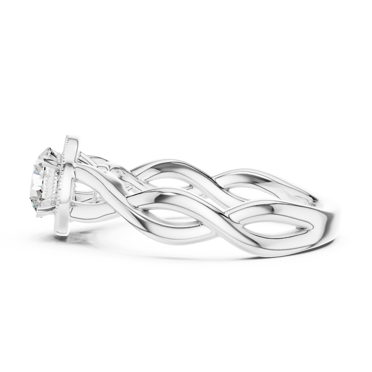 Round Halo Engagement Ring with Infinity Band