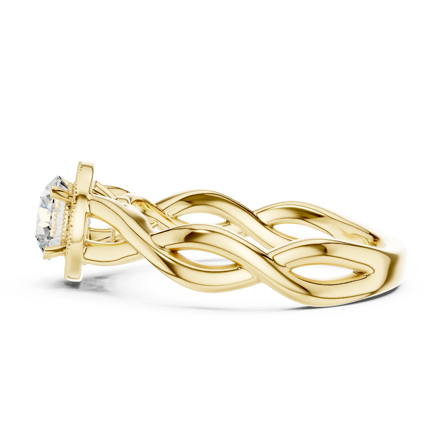 Round Halo Engagement Ring with Infinity Band