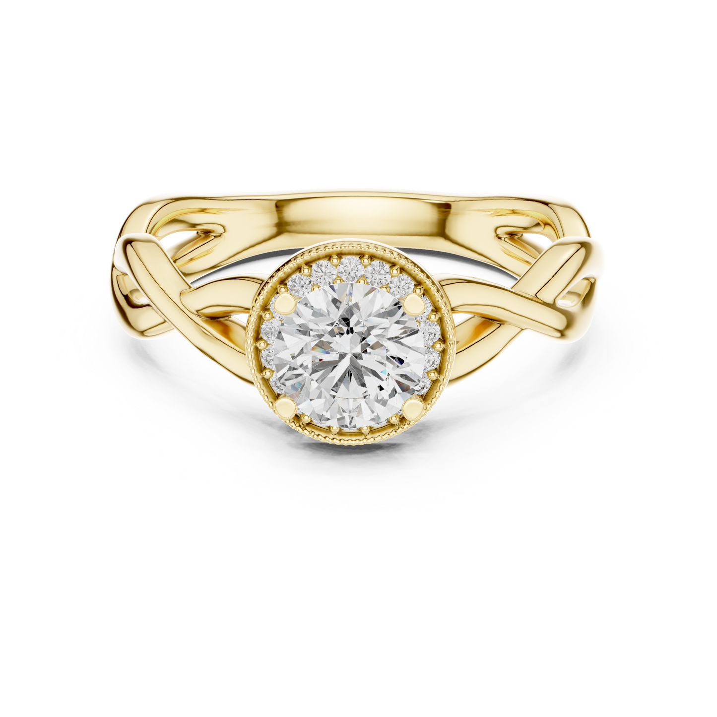 Round Halo Engagement Ring with Infinity Band