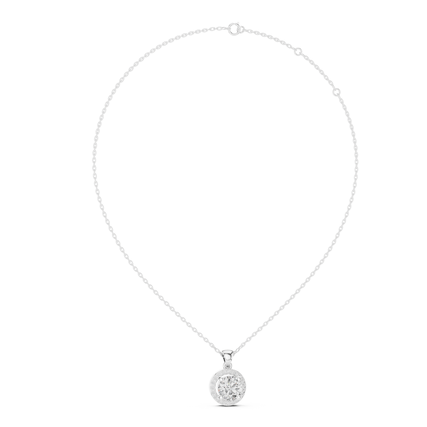 3.22 CTW Lab-Created Diamond Halo Pendant Necklace