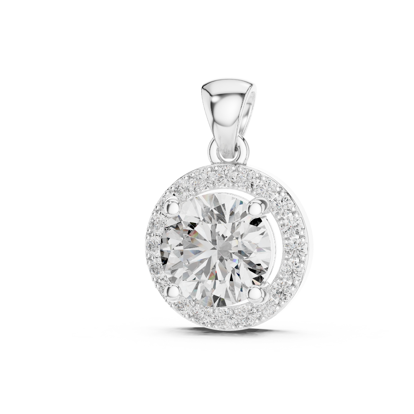 3.22 CTW Lab-Created Diamond Halo Pendant Necklace