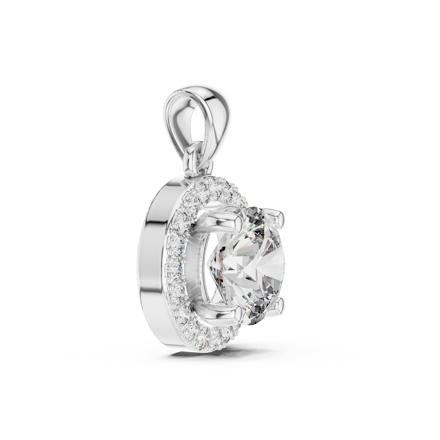 3.22 CTW Lab-Created Diamond Halo Pendant Necklace
