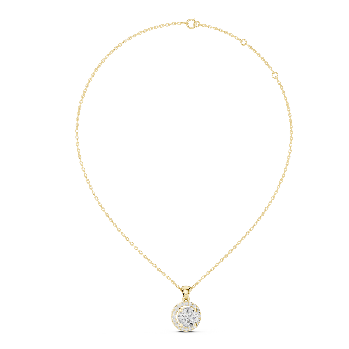 3.22 CTW Lab-Created Diamond Halo Pendant Necklace