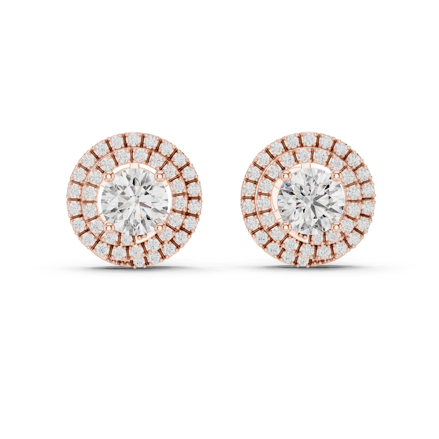 3.42 CTW Round Lab-Grown Diamond Double Halo Stud Earrin