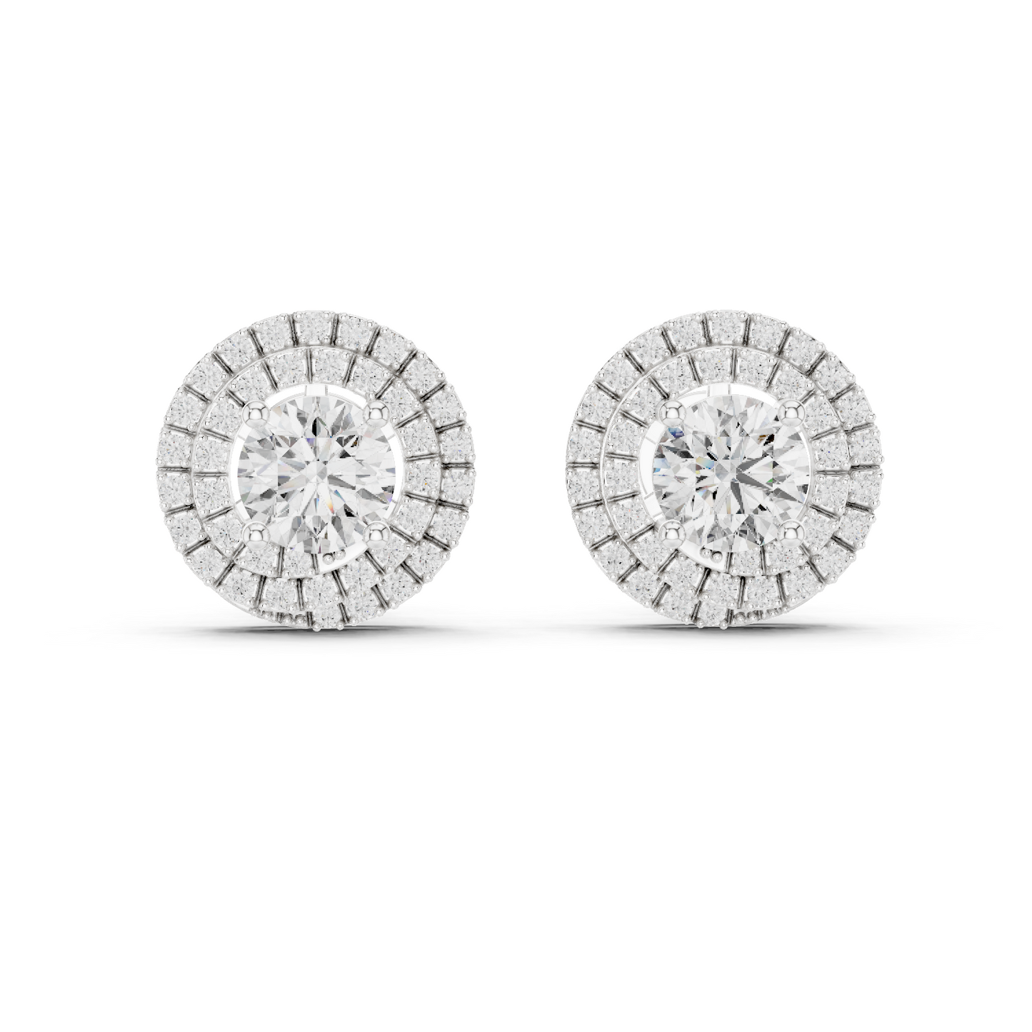 3.42 CTW Round Lab-Grown Diamond Double Halo Stud Earrin