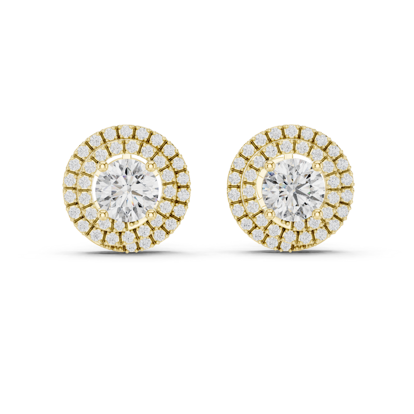3.42 CTW Round Lab-Grown Diamond Double Halo Stud Earrin